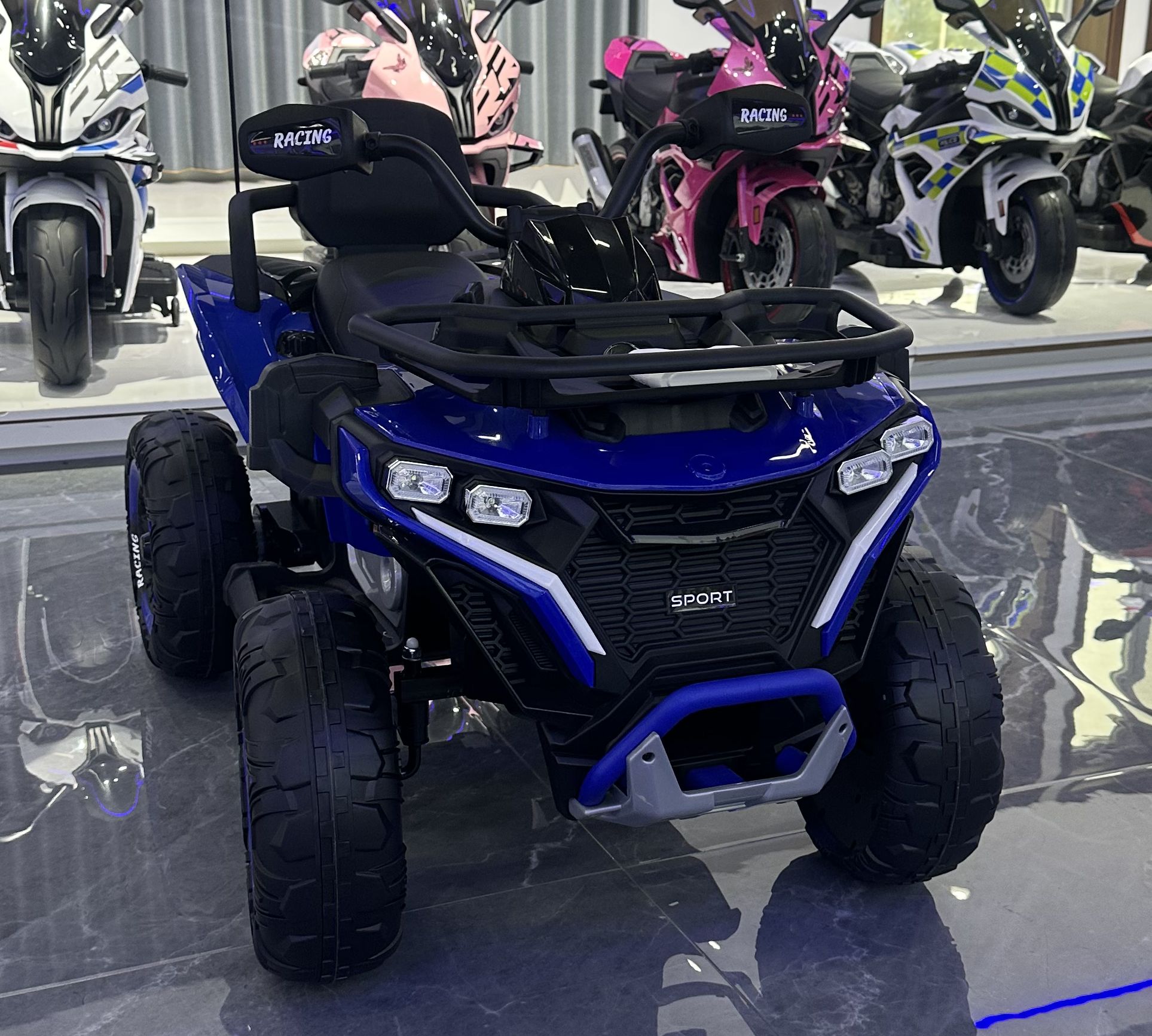 Квадроцикл M 6272EBLR-4(24V) 2,4G радіок,1*24V8AH, 2*45W,MP3,USB,TF,BT,EVA,шкіра,музика,світло,синій