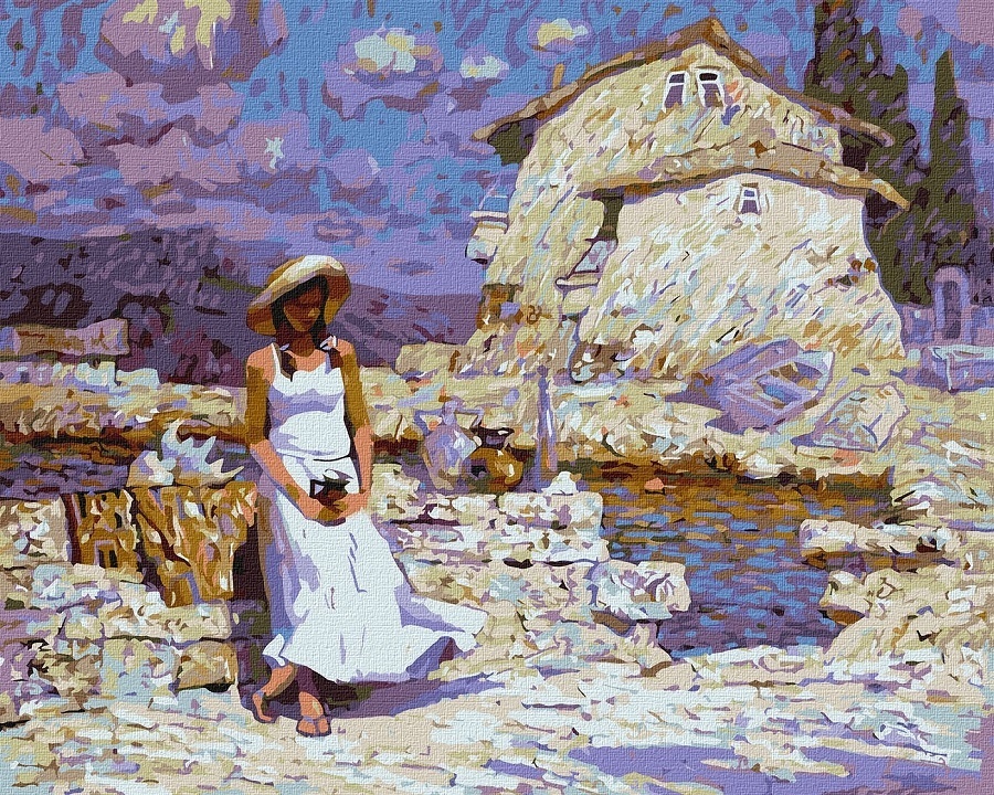 Набір для розпису по номерах. "Продавчиня сувенірів" 40х50см