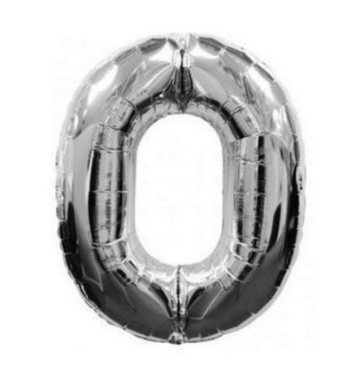Кульки повітряні, фольговані, срібло, 32`, цифри, 0, Імп