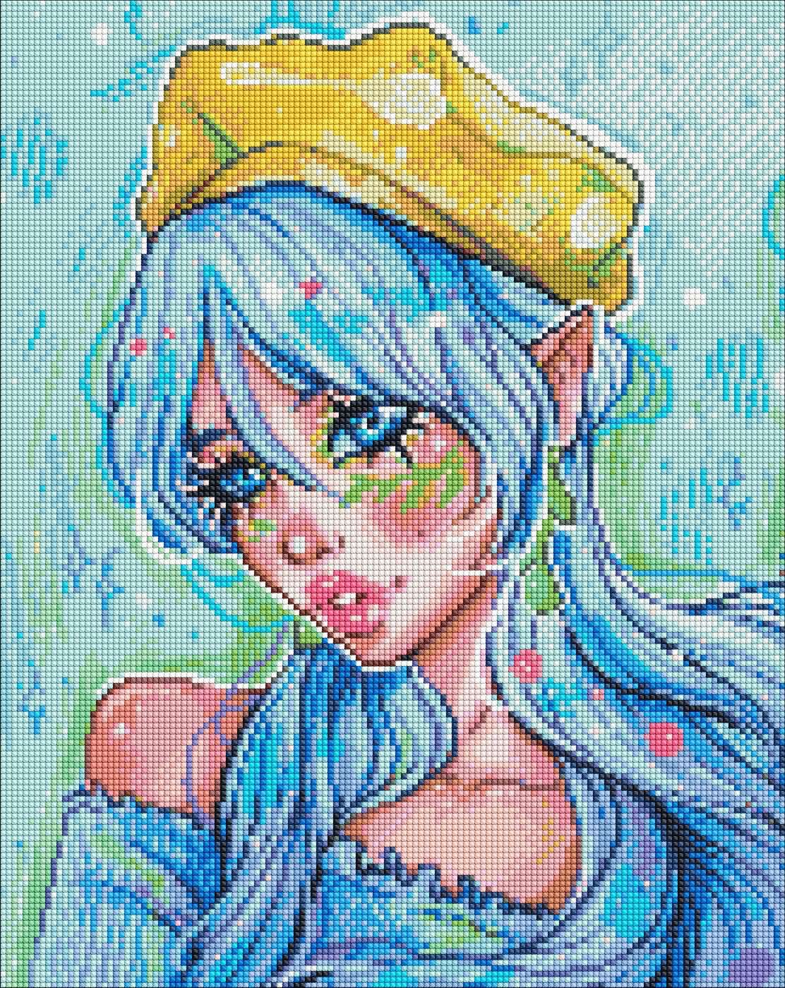 Набір з алмазною мозаїкою "Блакитноока модниця" 40х50см
