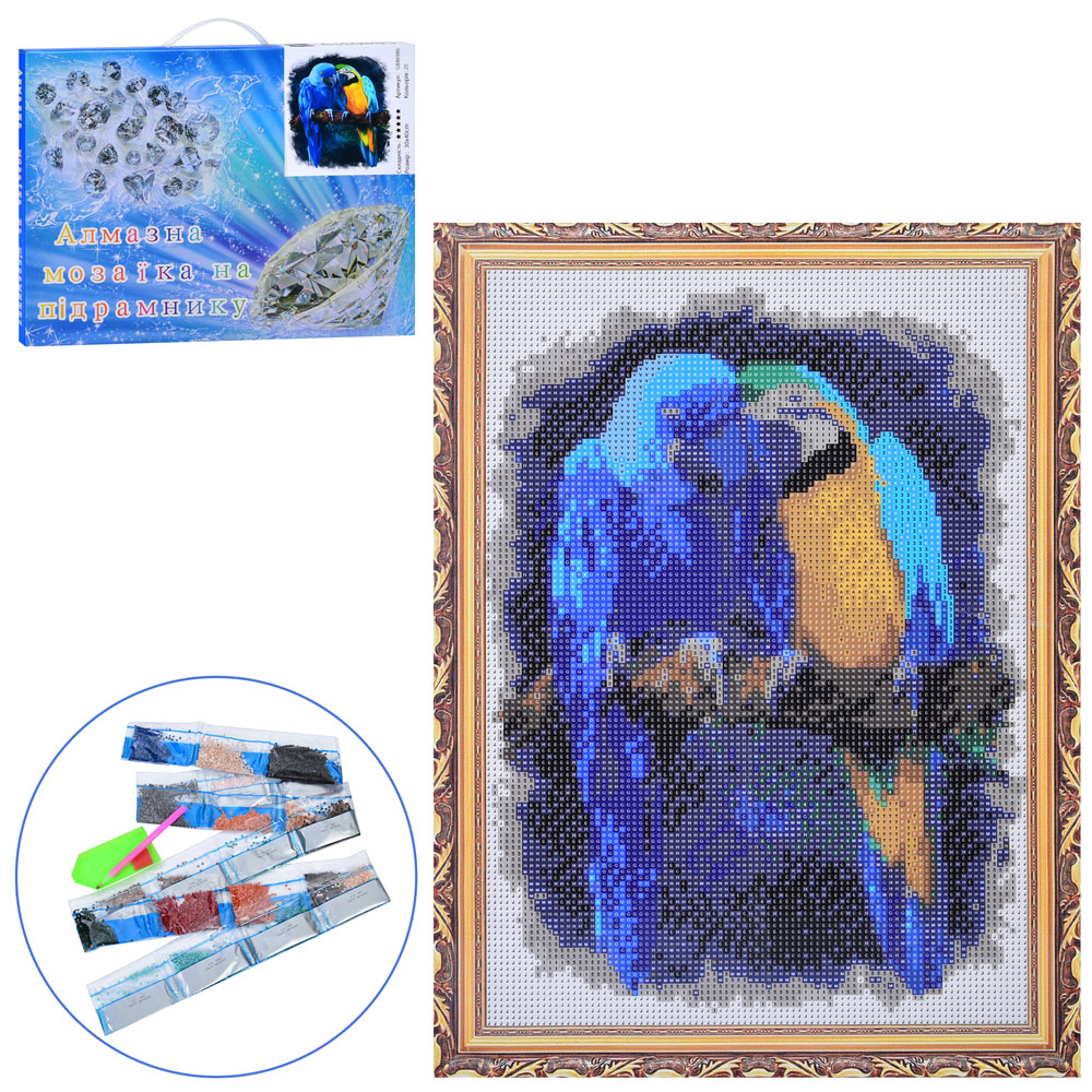 Набір для творчості MK 5375 алмазна мозаїка/вишивка, Папуги, кор., 41-31-2,5 см.