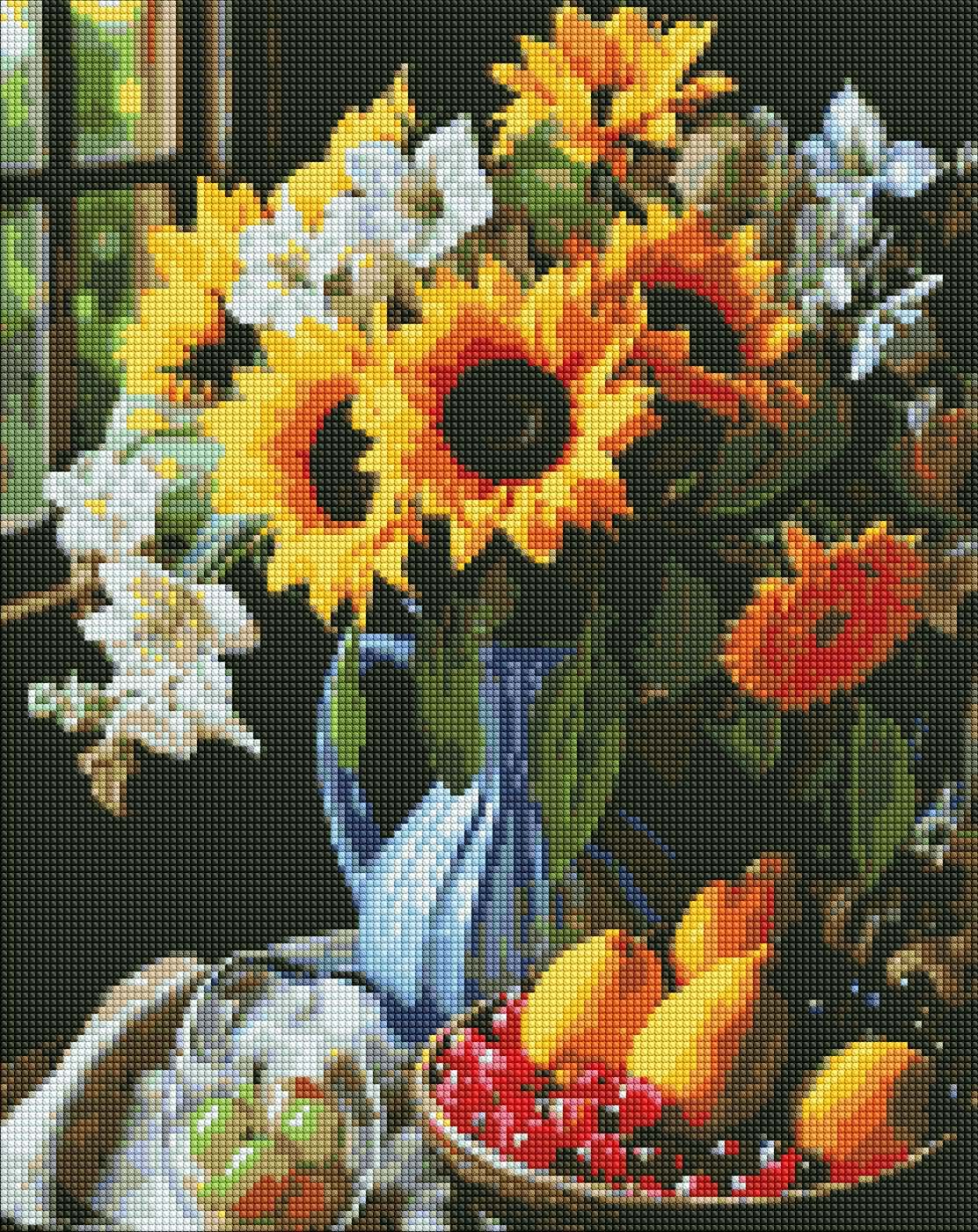 Набір з алмазною мозаїкою "Натюрморт із соняшниками" 40х50см