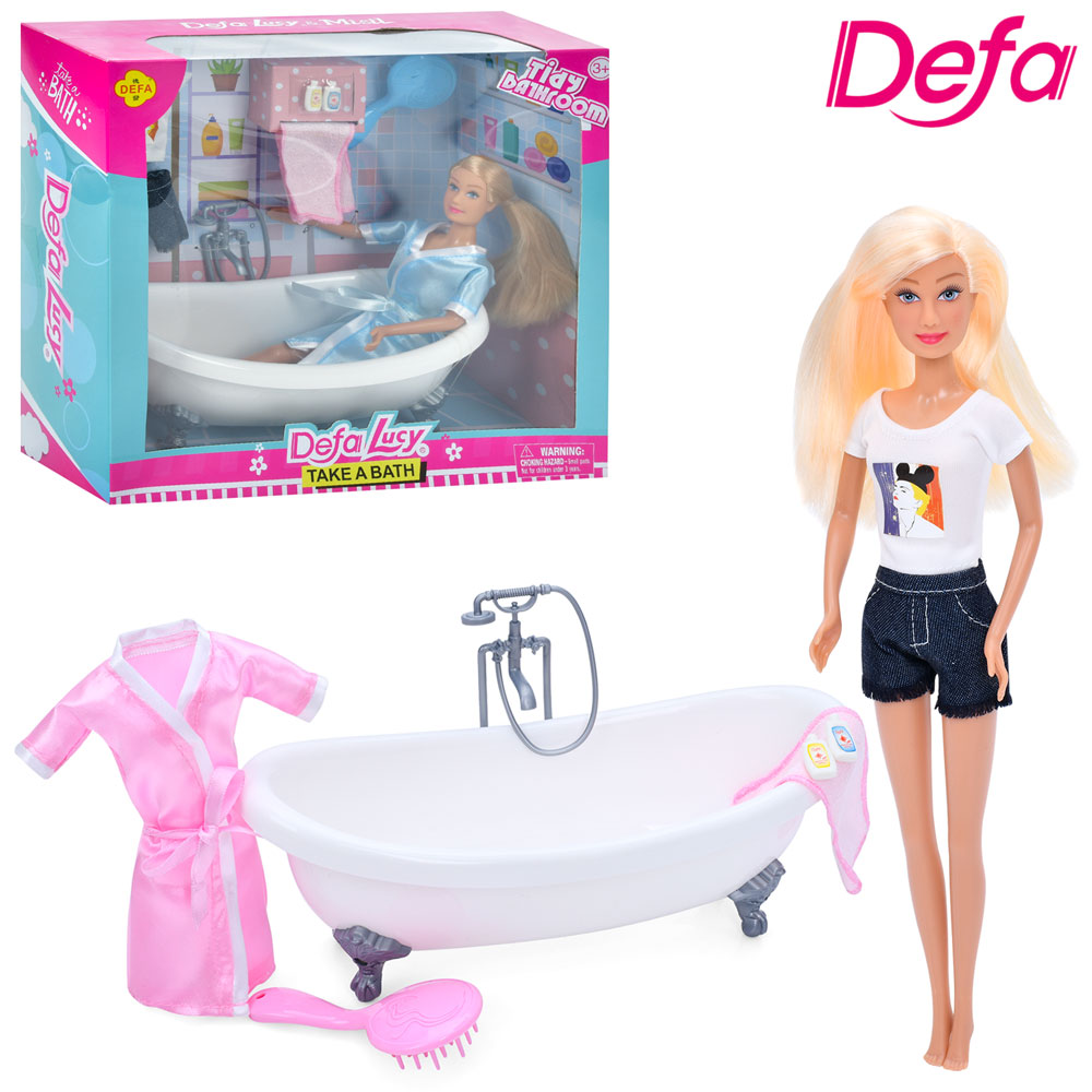 Лялька DEFA 8444 ванна, вбрання, рушник, гребінець, 2 види, кор., 28,5-27-11 см.