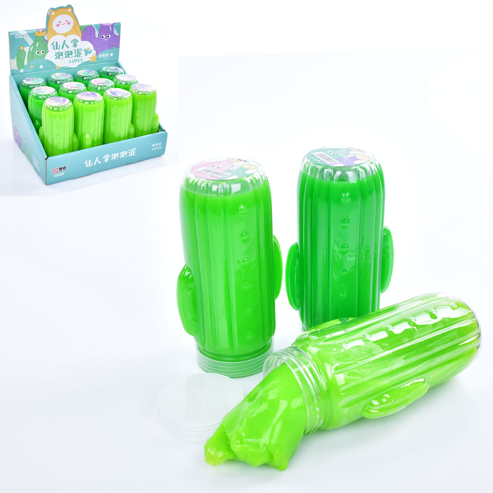 Лизун MK 5136 желейний, колба (кактус), 3 кольори, 12 шт. в диспл., 22,5-12,5-17 см.