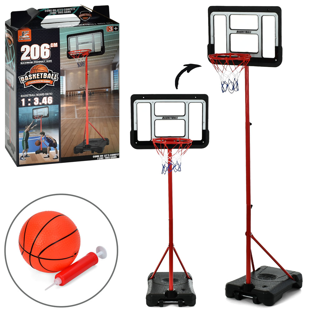 Баскетбольне кільце MR 1529 на стійці(мет.),щит(плас.),кільце(мет.),сітка,м'яч,насос,кор.,39-56,5-14