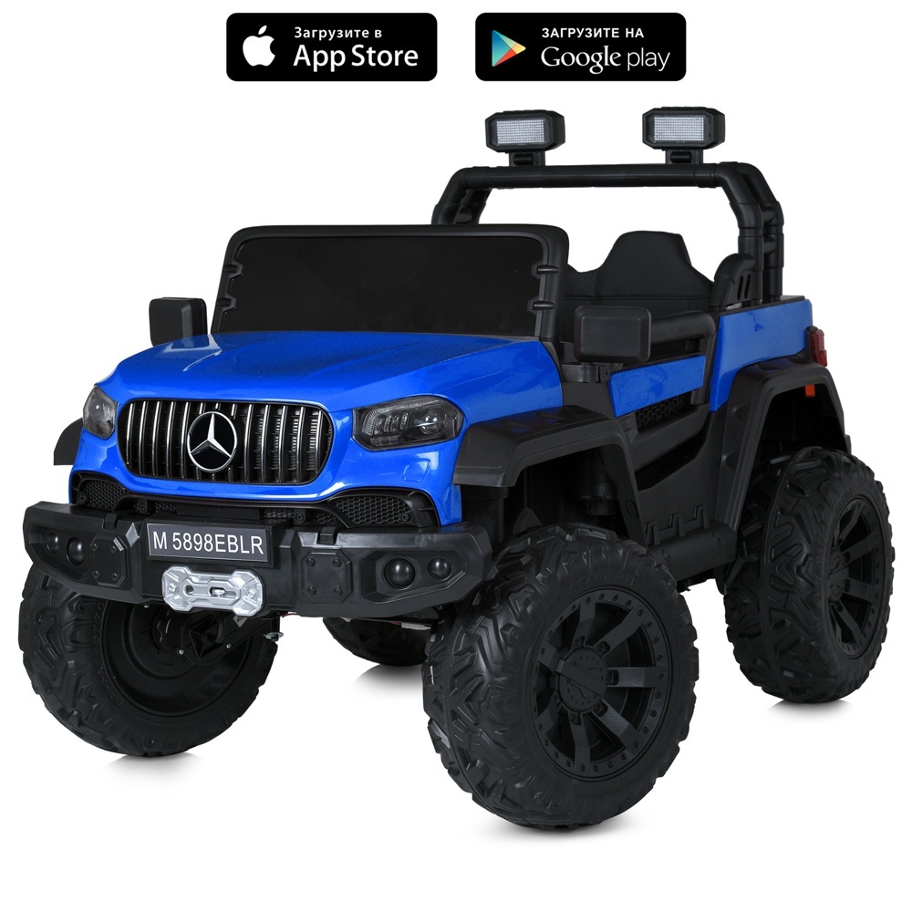 Джип M 5898EBLR-4 радіокер.2,4G, 1*12V12AH, 4*25W, MP3, USB,TF,BLUETOOTH,EVA,шкіра,муз.,світло,синій