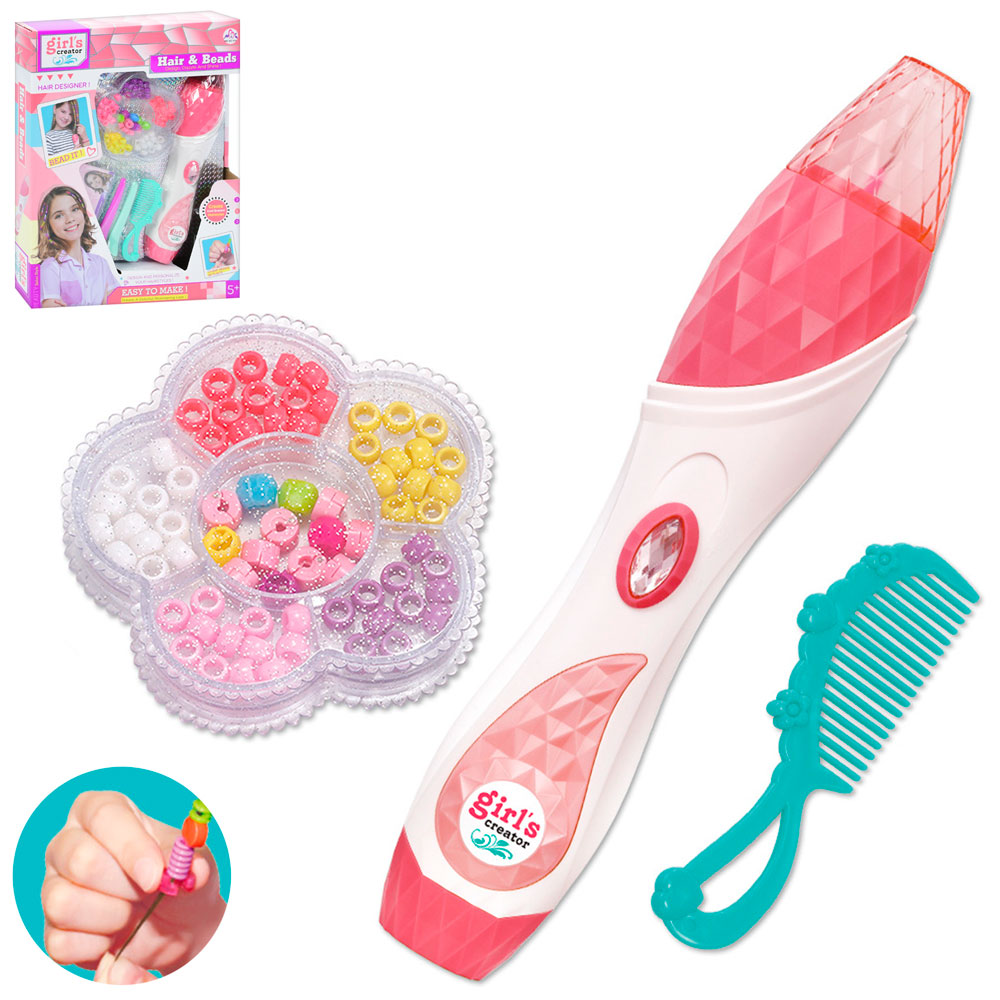 Набір для творчості MBK-501 пристрій для плетіння, щипці 2шт., намистини, гребінець,кор.,25,5-34-5см