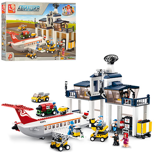 Конструктор SLUBAN M38-B0373 "Авіація": аеропорт, літак, фігурки, 810 дет.