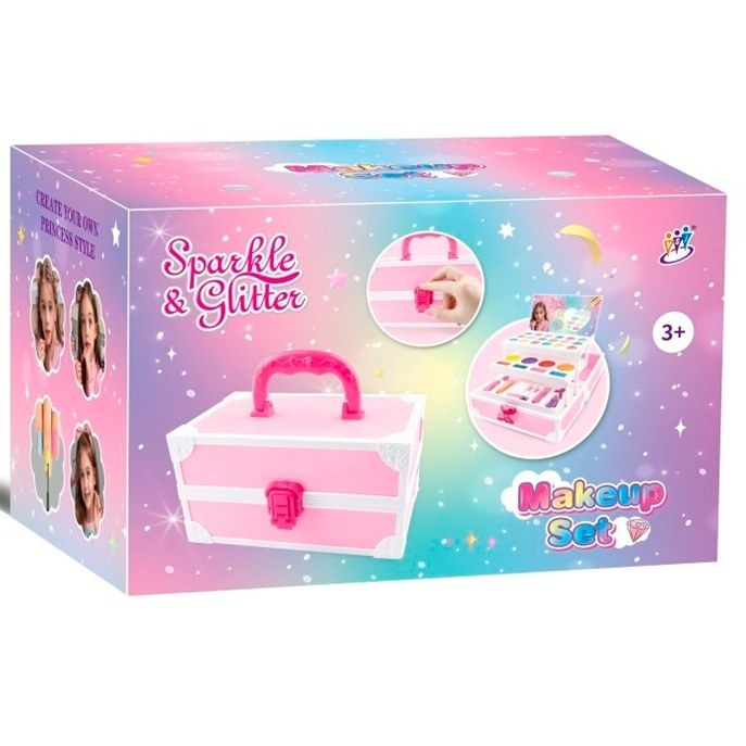 Косметика 2982C скринька, тіні, помада 2шт, пензлики, лак 2шт, дзеркало, в кор-ці, 26-16,5-17см