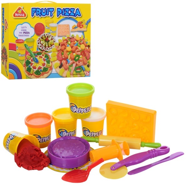 Тісто для ліплення 3208 піца, 5кольорів (баноч. з кришками), аром., форм., інструм., кор.,37-26-8см.