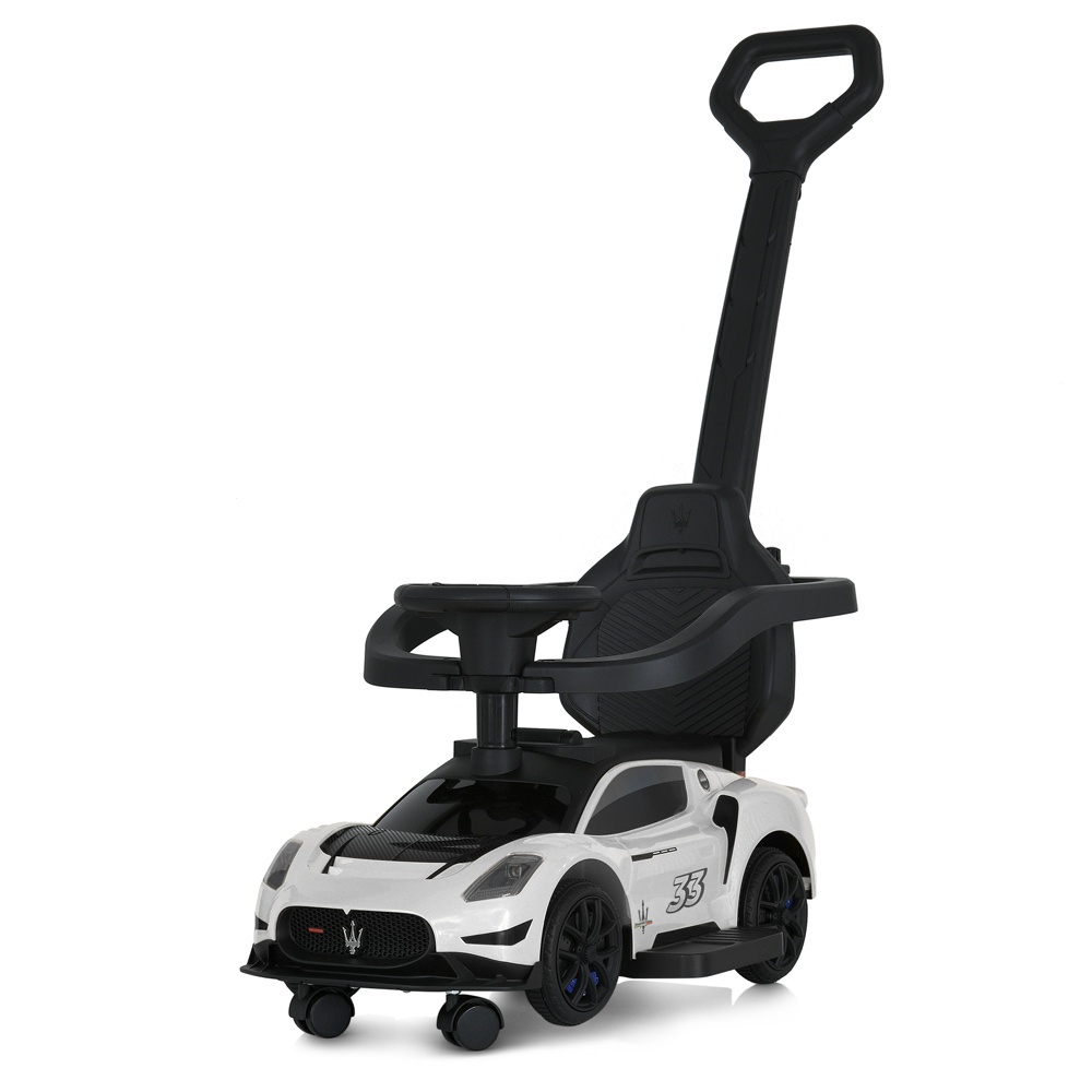 Каталка-толокар M 5106-1 2в1 (батьків. ручка), підставка для ніг, захист від падіння, муз., білий.