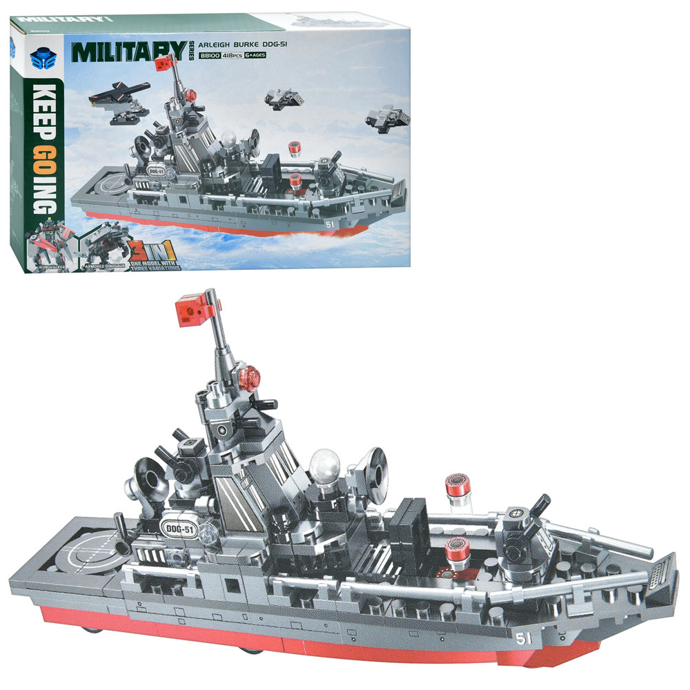 Конструктор BB100 3в1 (катер, робот, динозавр), 418 дет., кор., 38-24-6,5 см.