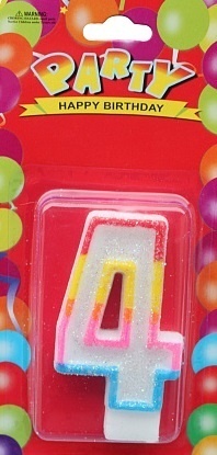 Свічка декоративна (цифра 4), 1 шт