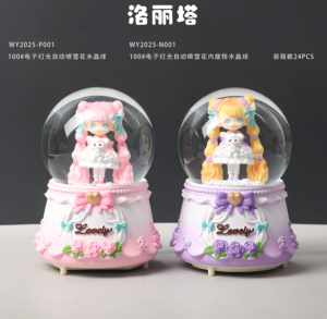 Декоративна куля WY2025-P001 сніжна куля, світло, музика, 2види, бат., кор.14,5-19-14,5см