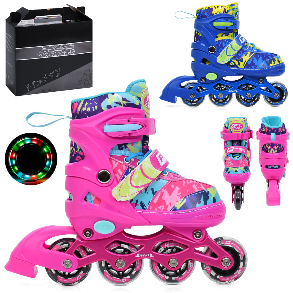 Ролики A4160-Sрозсувні, шнур+бакля,алюм.рама,колесаПВХ 61мм,1світ.устіл18см+2,5см32-27-10см