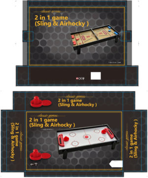 Настільна гра FD108287 2в1 (слінг, хокей), ігрове поле, дерево+пласт., кор., 61-32-7,5 см.
