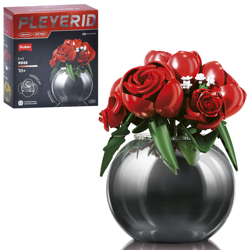 Конструктор SLUBAN M38-P8061 квіти у вазі, троянди, кор., 22,5-24-8 см.