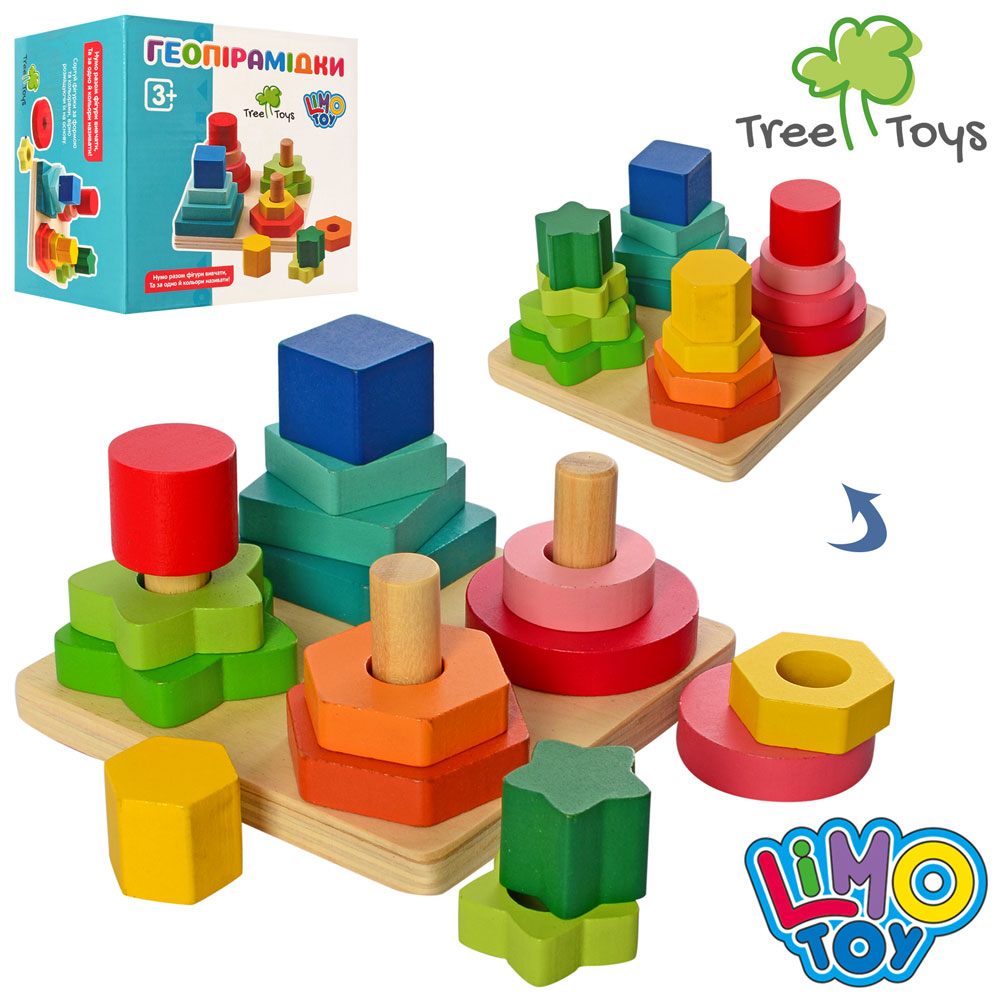 Дерев'яна іграшка Геометрика MD 1190 фігури, 16 шт., кор., 13,5-13,5-8 см.