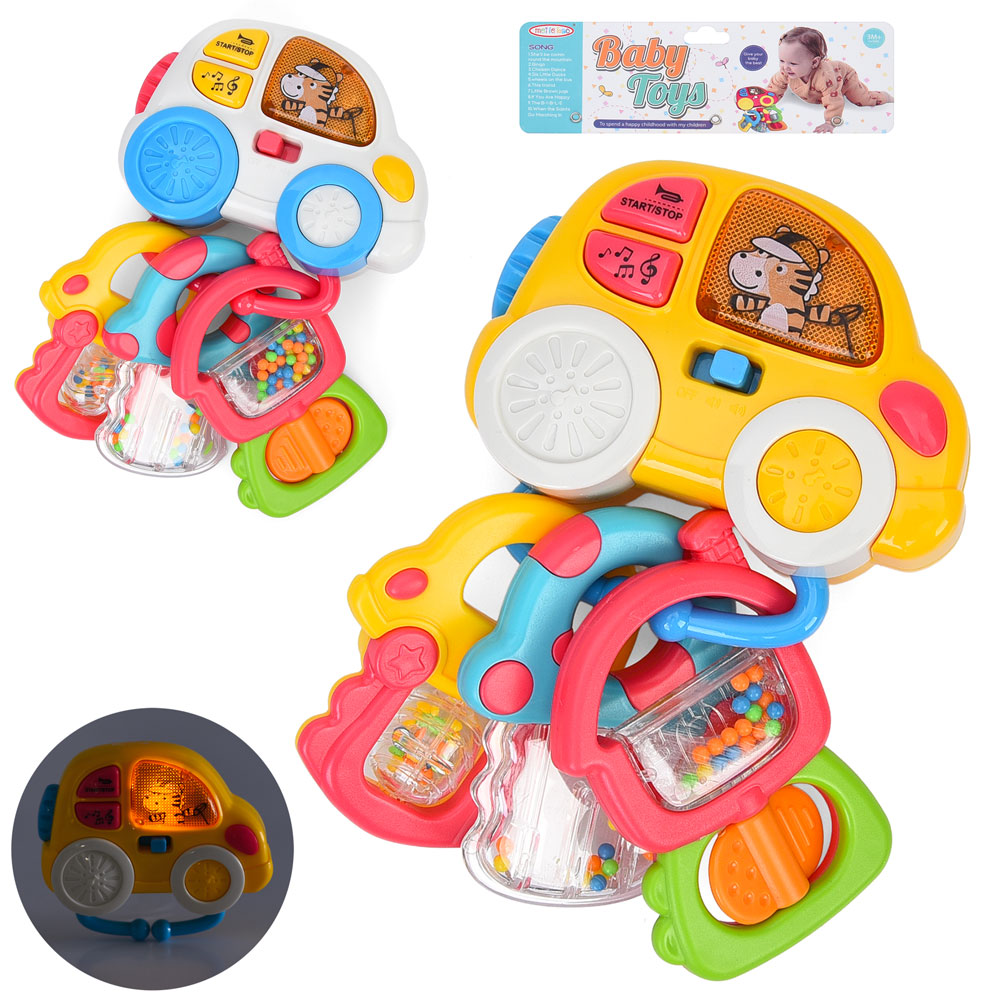 Брязкальце 8431A-2 брелок(машина з ключ)11-17-6см,муз,світ,2реж.гучн,текс.дет.набат-ці.упак19-24-5см