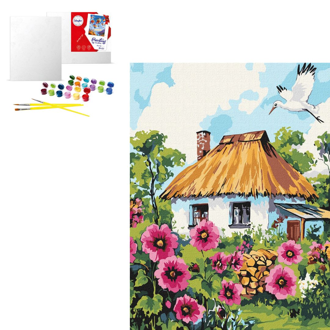 Набір для розпису по номерах "Мальви біля хати" 30x40см