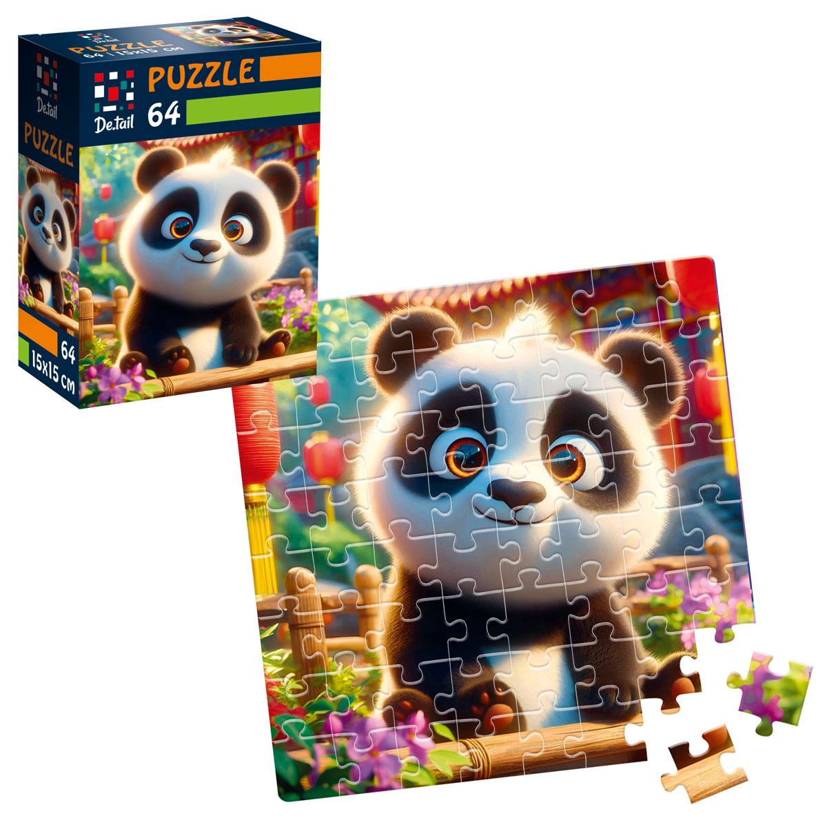 Пазли De.tail. Усміхнена панда. 64 деталі DT1234-10