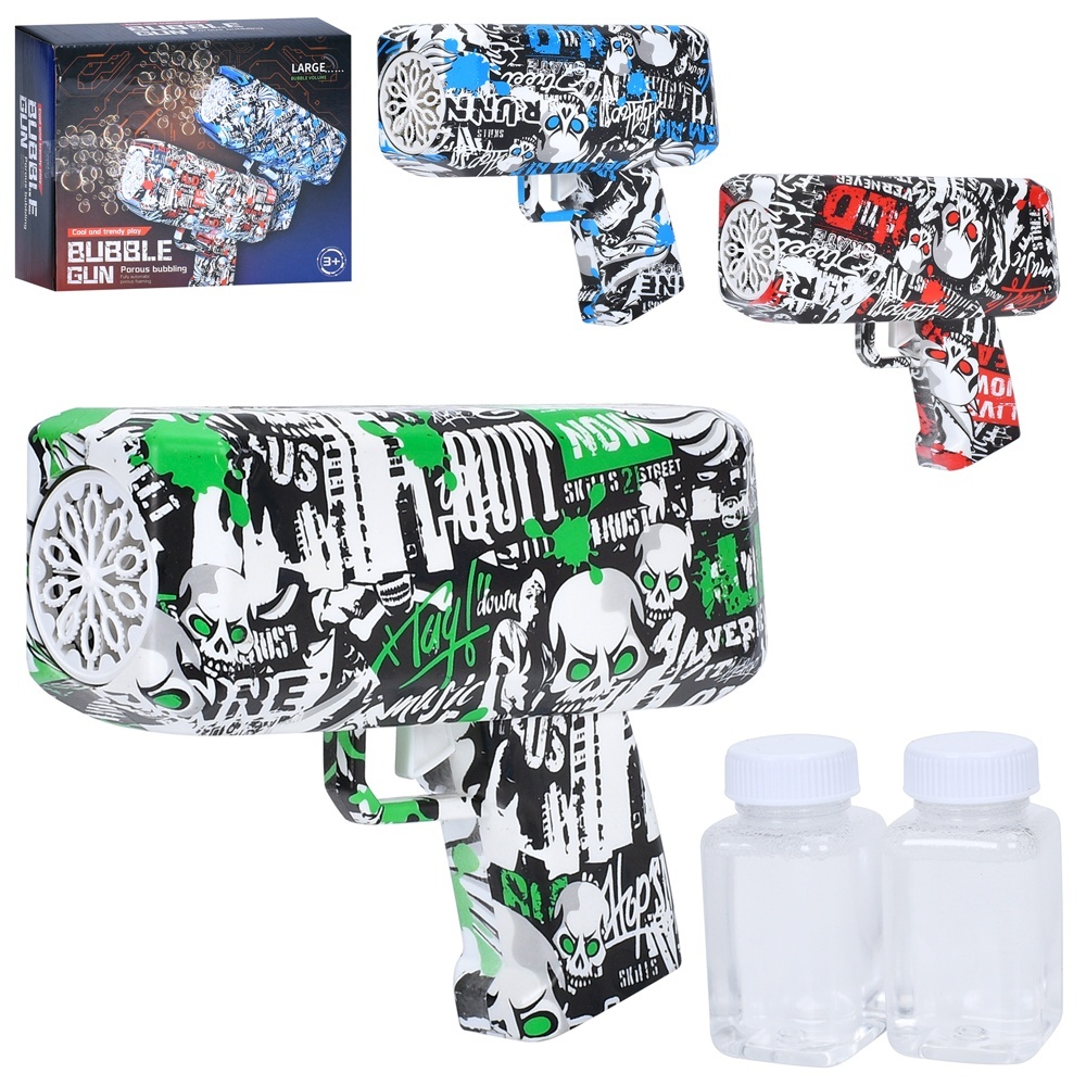 Мильні бульбашки 922-818-1B пістолет/бластер, запаска 2 шт., мікс кольорів, бат., кор., 20-16-7,5см.