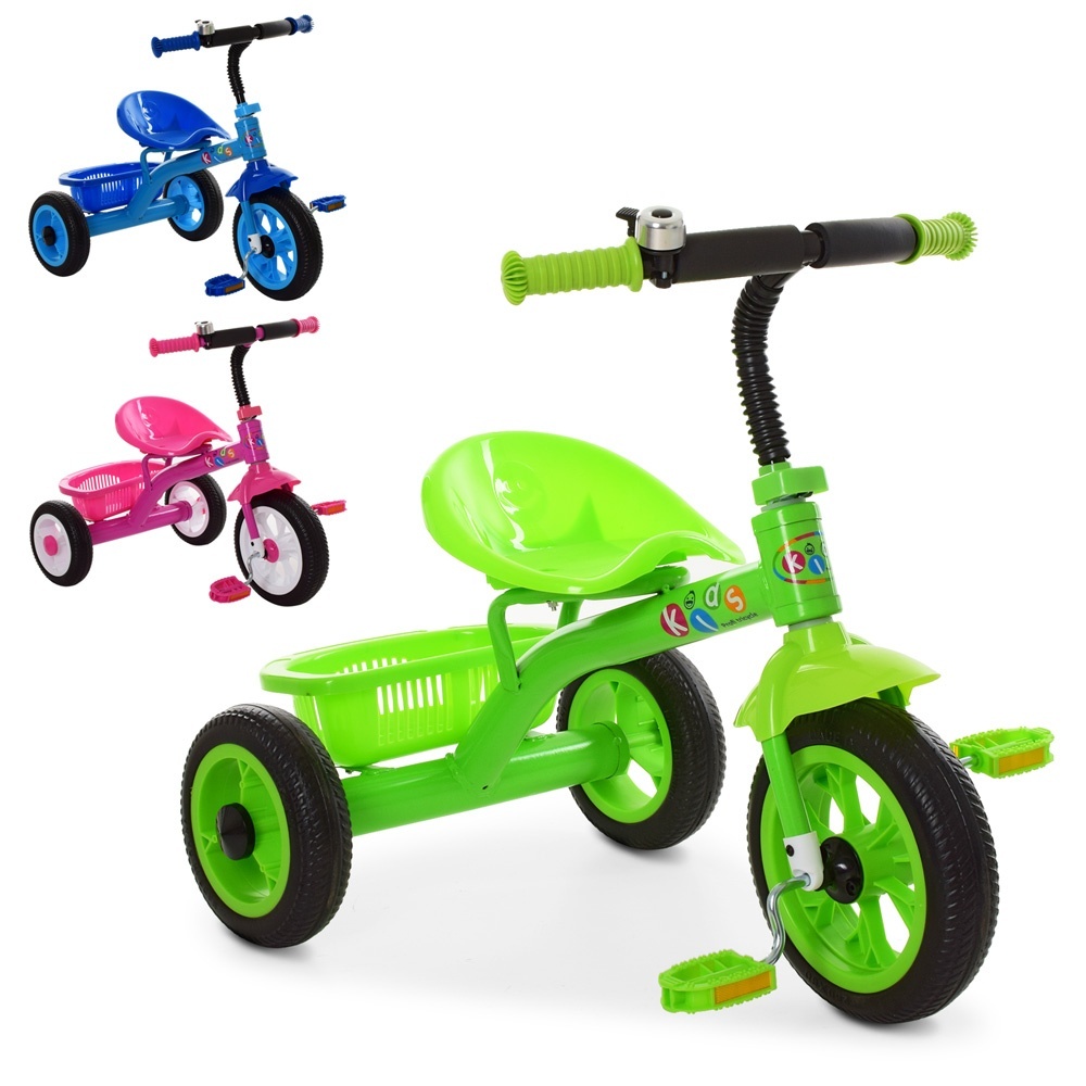Фотография 1 товарной позиции интернет-магазина детских игрушек www.smarttoys.com.ua Велосипед M 3252-B 3 колеса EVA, багажник, 3 кольори (блакитний, рожевий, зелений), кор.