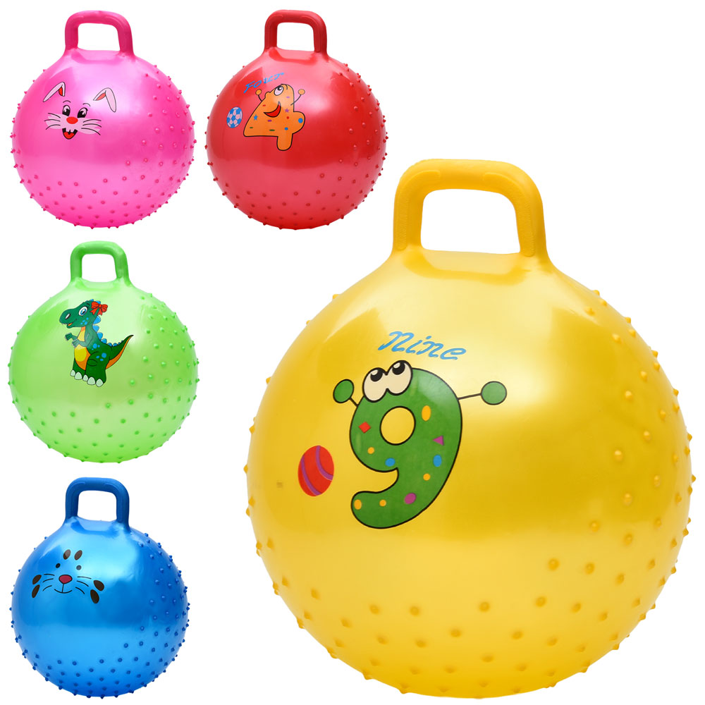 М'яч для фітнесу MS 4857 з ручкою, 350г, масажний, мікс видів/5кольорів, кул., 19-15-7 см.