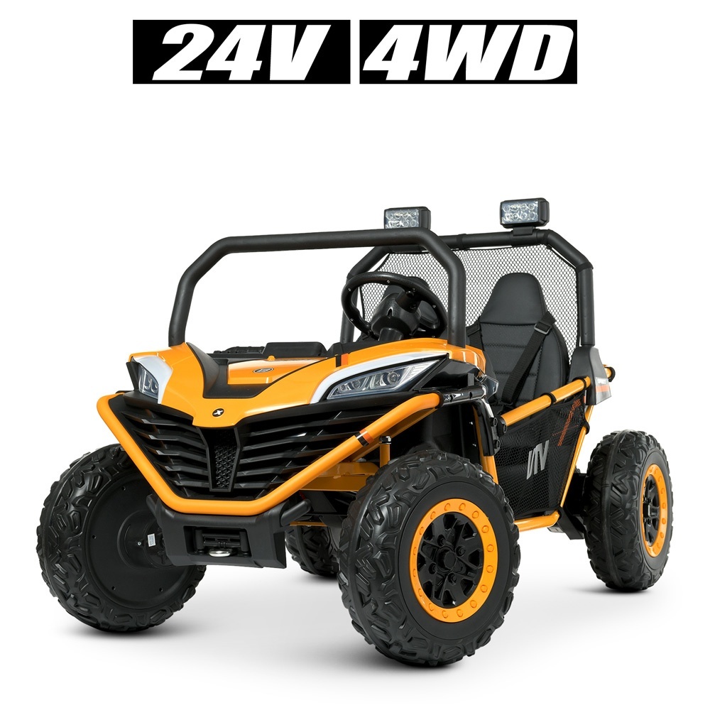 Джип M 4969EBLR-7(24V) 2,4G, 4*80W, 1*24V7AH, EVA, USB, шкіра, муз., світло, помаранчевий.