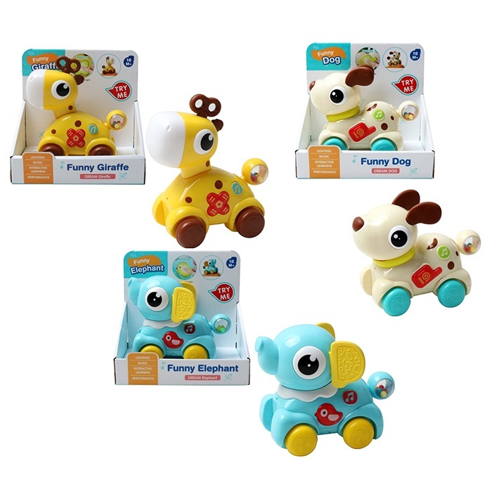 Гра 66005-6-7 тварина на колесах, 15см, рухливий хвіст-тріскачка, 3 види, муз., світло, бат., кор.