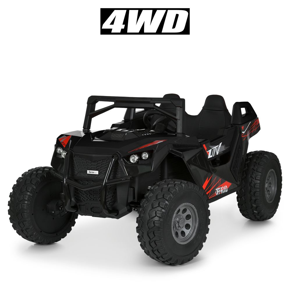 Джип M 6291EBLR-2(24V) 2,4G, 4мотори35W, 2акум12V7AH, MP3,USB, BT,EVA,TF, шкіра, світло, муз.,чорний