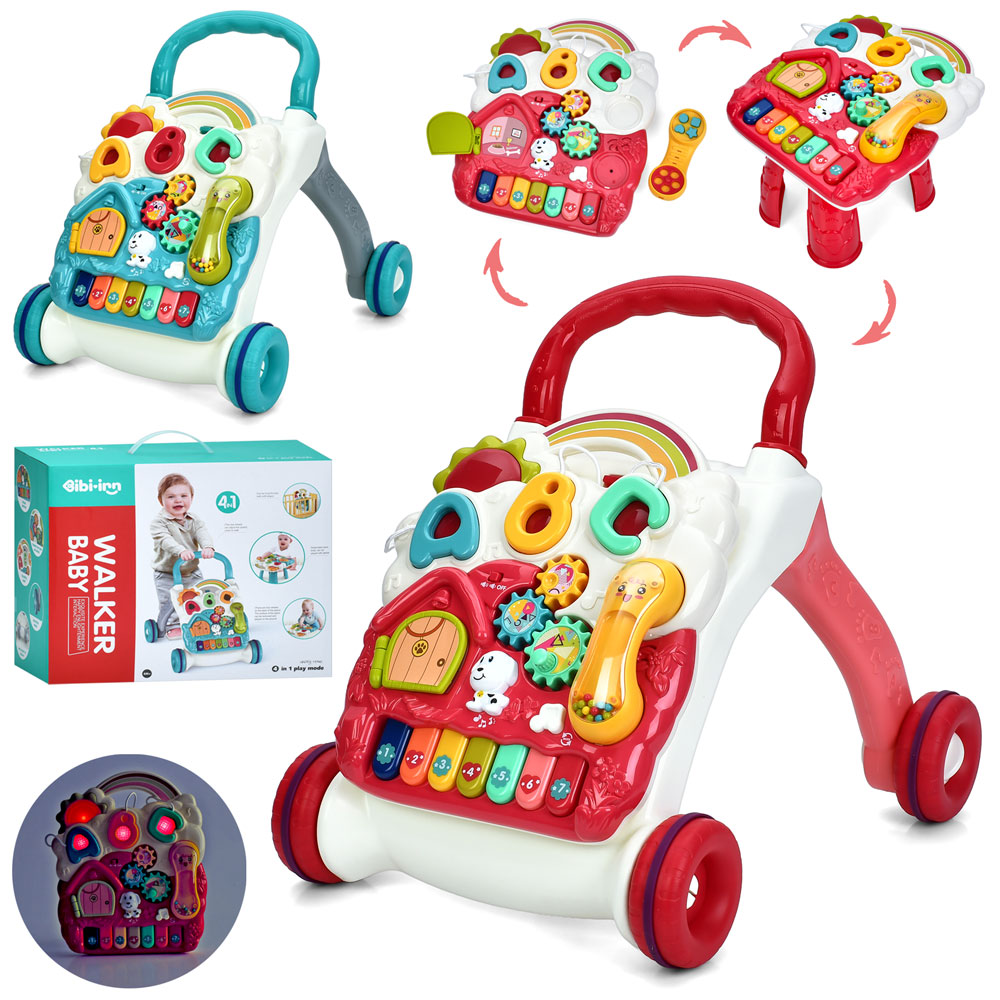 Каталка-ходунки 6017-8 4в1 піаніно,шестерні,рух. деталі,2 кольори,муз.(англ.),світло,бат.,кор.,40-33