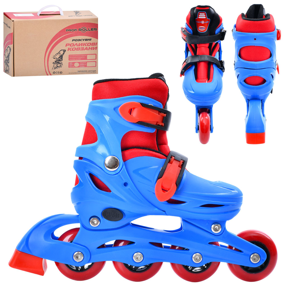 Ролики A 4151-S-BL (31-34) розсув.,бакля,пласт.рама,колесаПУ64мм,1світло,устілка 18,5см.,синій,кор.