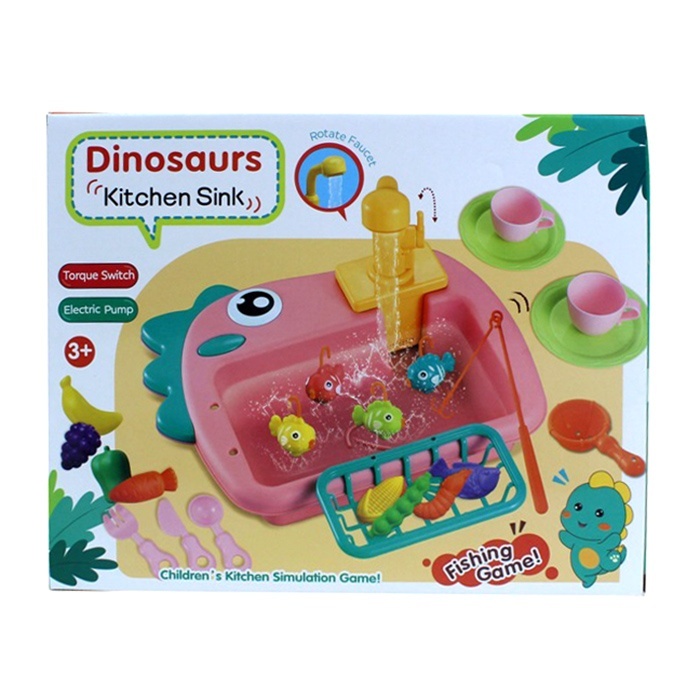 Кухня 6069 (24шт) мийка-ллється вода, 28-23-в20см, посуд, продукти, 2в1(риболовля-1 вудка, 4 рибки), 4 кольори, на бат-ці, в кор-ці, 29-23-7,5см