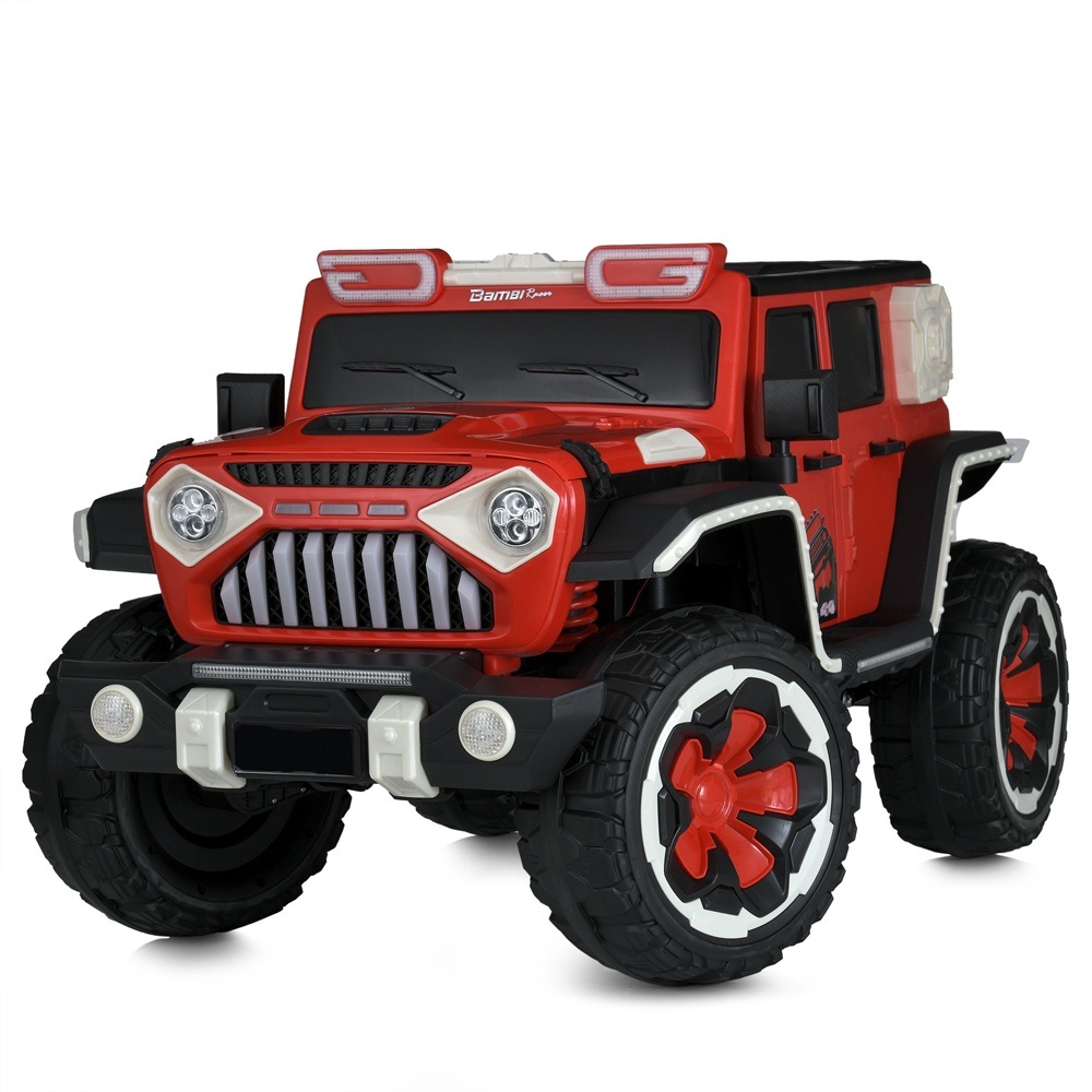 Джип M 5845EBLR-3 радіокер. 2,4G, 1*12V12AH, 4*45W, MP3, TF, USB,BT,EVA,шкіра,муз.,світло,червоний