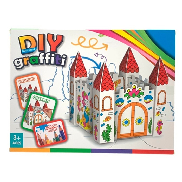 Набір для творчості 336 замок, зроби сам, розмальовка, картон, фломастери 3шт, кор., 28-21-2см.