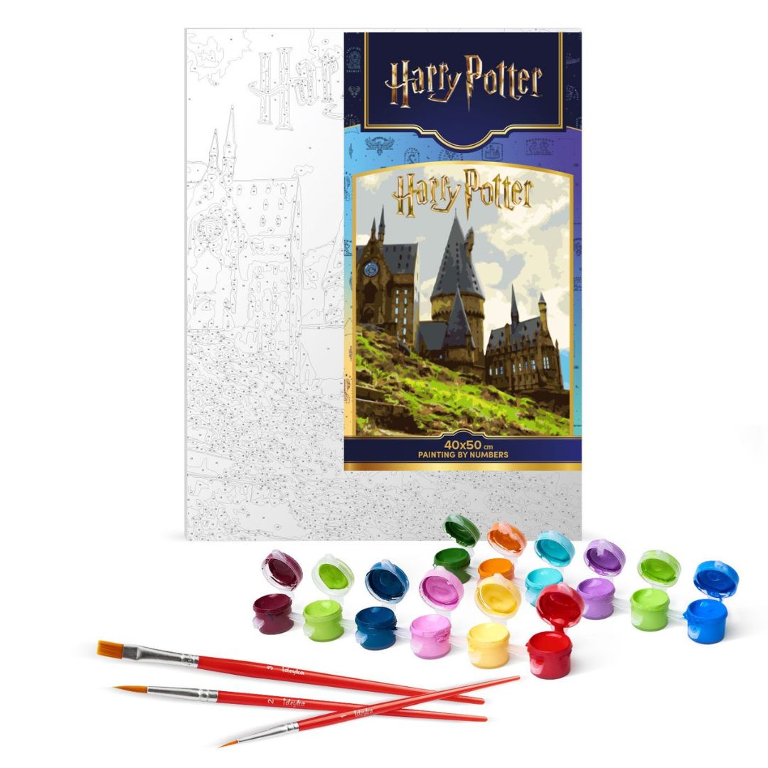 Картина за номерами WB "Harry Potter: Пейзаж Гоґвортсу з фарбами металік" 40х50см