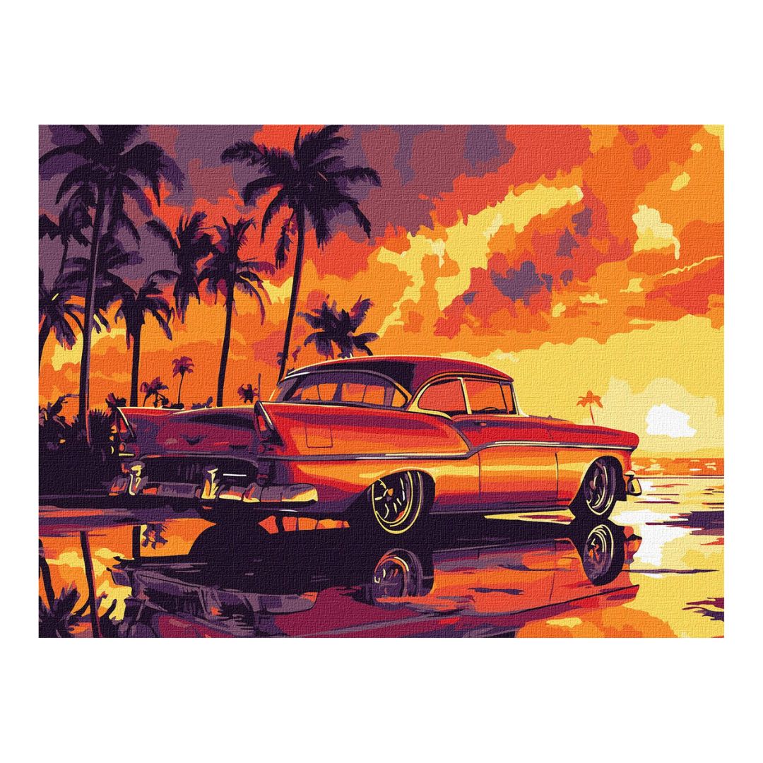 Набір для розпису по номерах "Ретро захід сонця" 30х40см