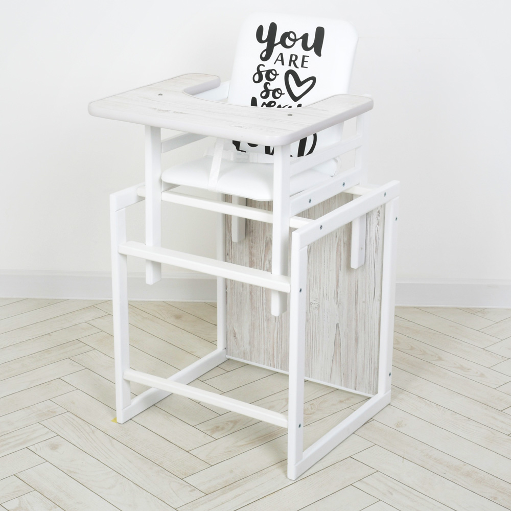 Стільчик Nature аляска для годування, трансформер, 2-х точ. ремені, білий.