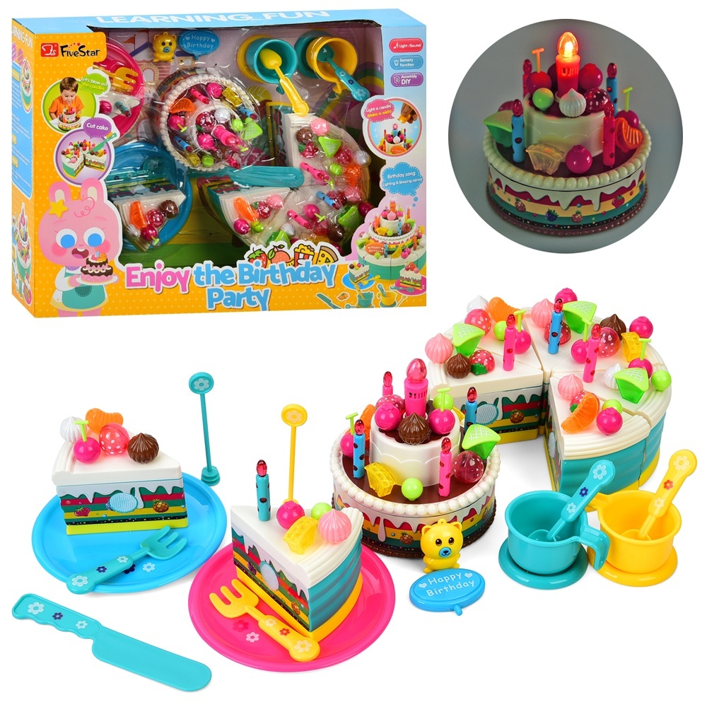 Продукти 35970 солодощі, торт, на липучці, музика, світло,чайний сервіз на 2 особи,прикраси на торт