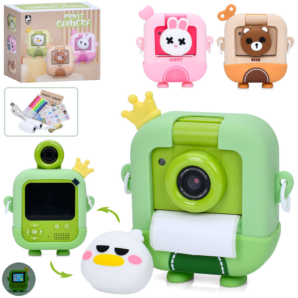 Фотоапарат M9-B-D-R фото/відео,миттєвий друк,поворотна камера,силікон. чохол,папір,акум.,USB,3види,