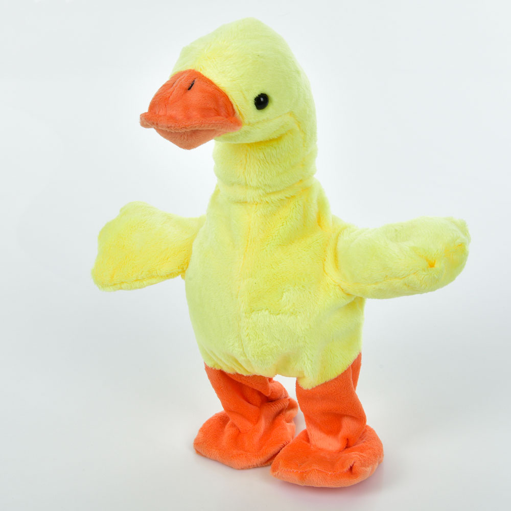 М'яка іграшка MP 2314 качка, повторюшка, ходить, муз., бат., кул., 25-34-10 см.