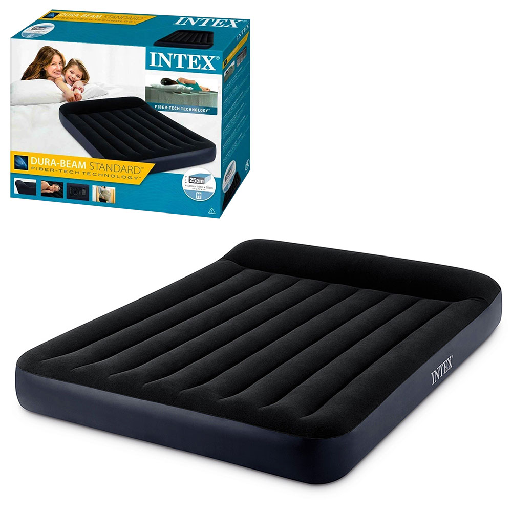 Велюр матрац 64148 вбудований насос 220-240V, до 272кг, чорний, кор., 137-191-25 см.