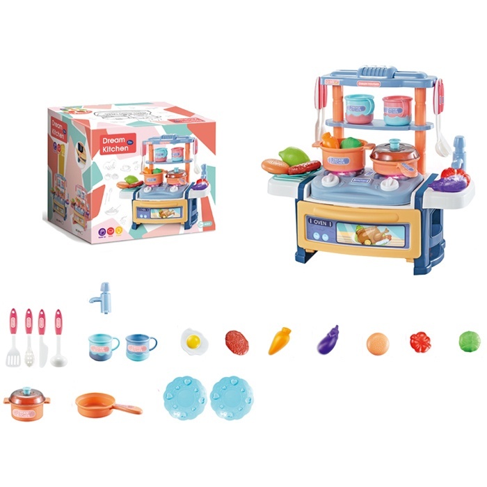 Кухня 899-1 плита, мийка-ллється вода (механіч.), посуд, продукти,муз.,світло,бат.,кор.,23,5-18-20см