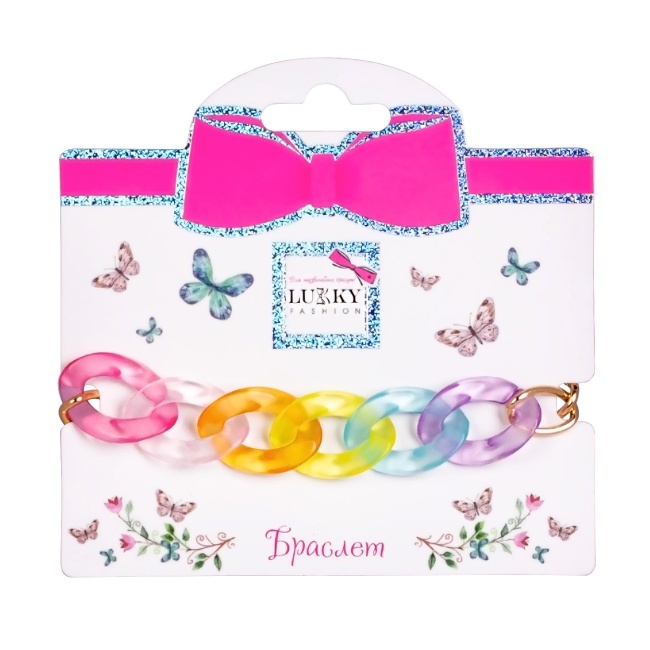 Браслет Lukky Fashion прозорий веселковий пастельний