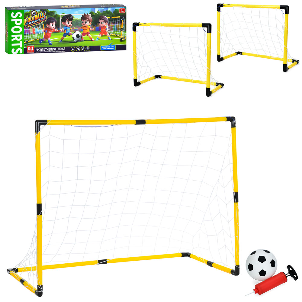 Футбольні ворота MR 1531 2в1 (1шт 128-61-в92см, 2шт 64-30-в47см), сітка 3шт, м'яч, насос, кор.,