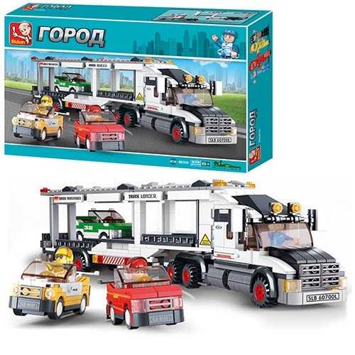 Конструктор SLUBAN M38-B0339 "Місто": трейлер, машинки 3 шт., фігурки, 638 дет.