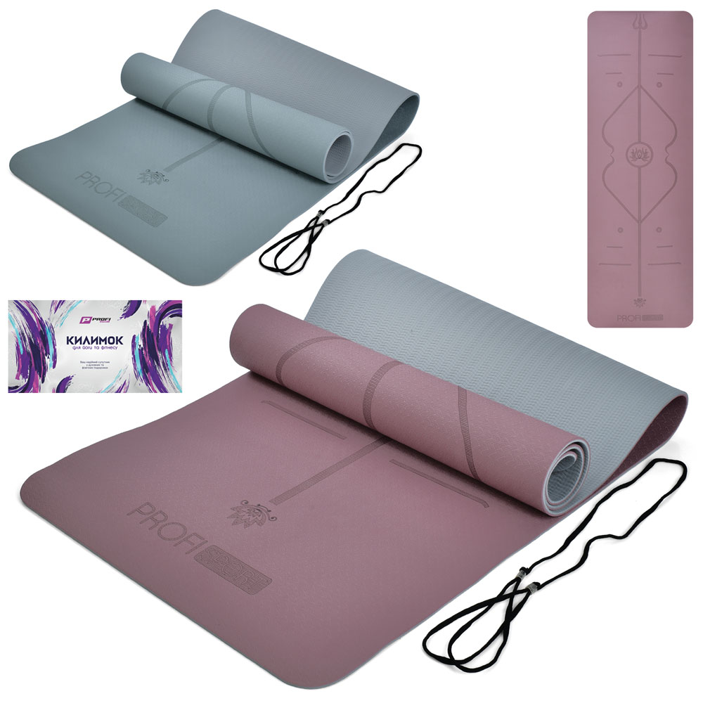 Йогамат MS 0613-29 для йоги/фітнесу, TPE, 183-61см., 6мм,двокольоровий,2 кольори,кул.,61-12,5-12,5см