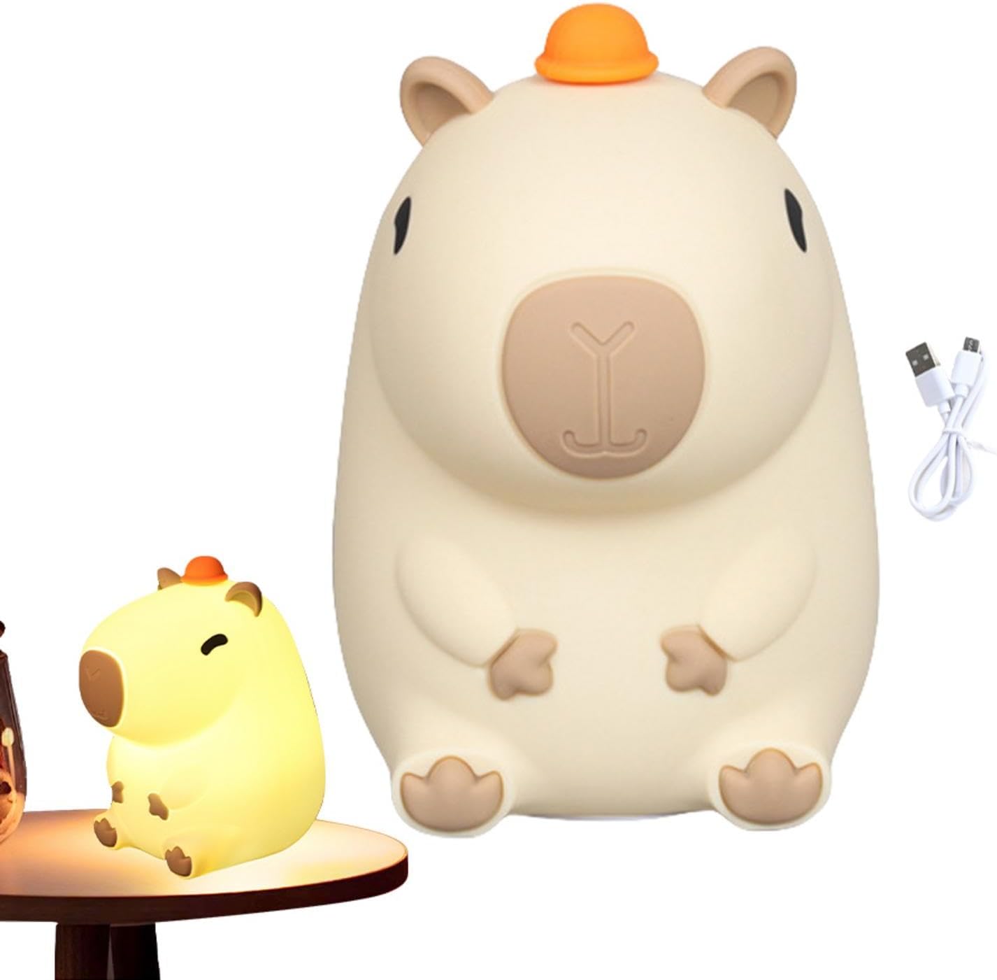 Нічник FG241105010L капібара, сенсорний, акум., USB, силікон, світло-3 реж., кор., 11-13-9 см.