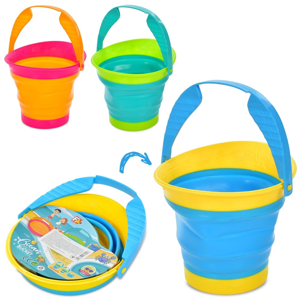 Набір для пісочниці 6912 відро (складне), 3 кольори, 21,5-24-6 см.